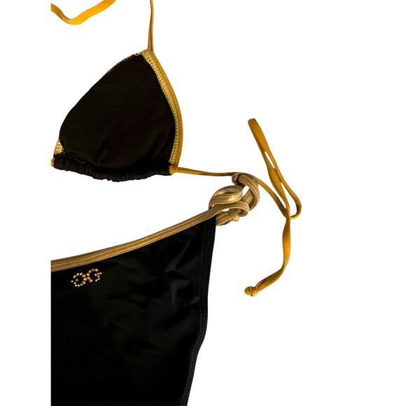 Guess Women's 2 Piece Black Preowned Bikini Top-Medium Bottom-Small - Picture 7 of 7